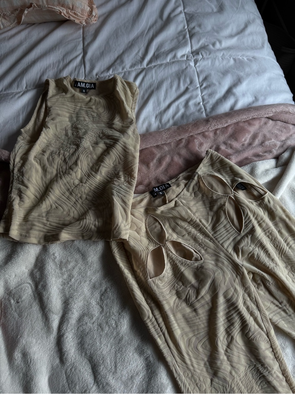 I.AM.GIA Cream Textured Pant Set